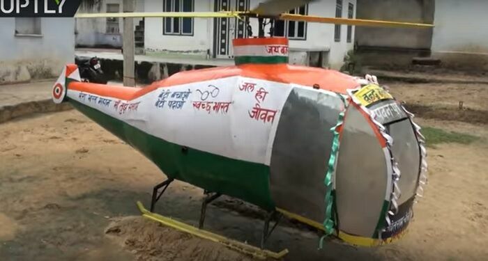 Голь на выдумки хитра: в Индии собрали самодельный вертолет из мусора